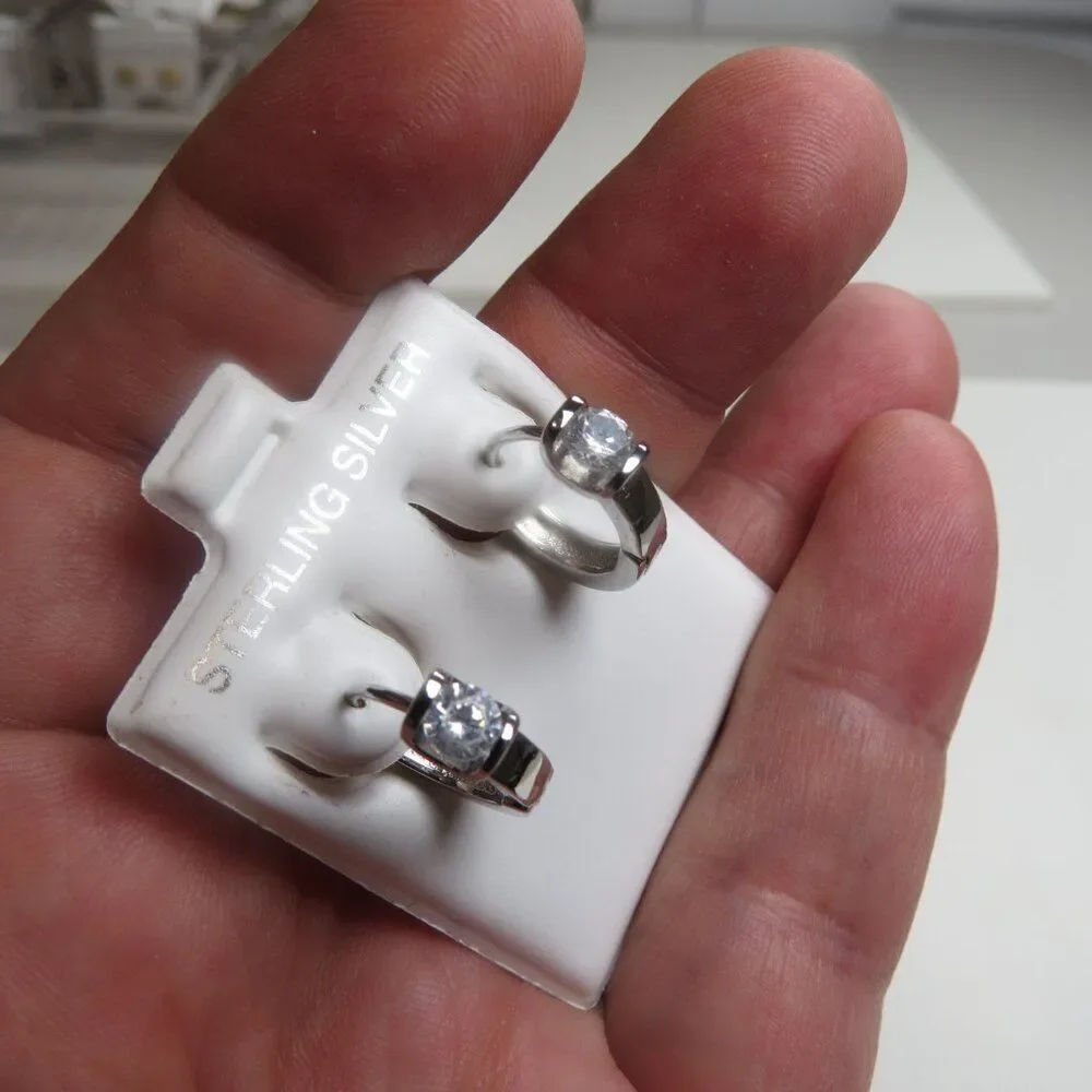Sterling Silver Earring Hand Crafted Huggies Hoops